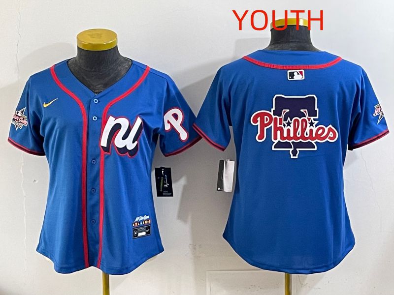 Youth 2025 Philadelphia Phillies Blank Blue All star Nike MLB Jersey style 03->youth mlb jersey->Youth Jersey